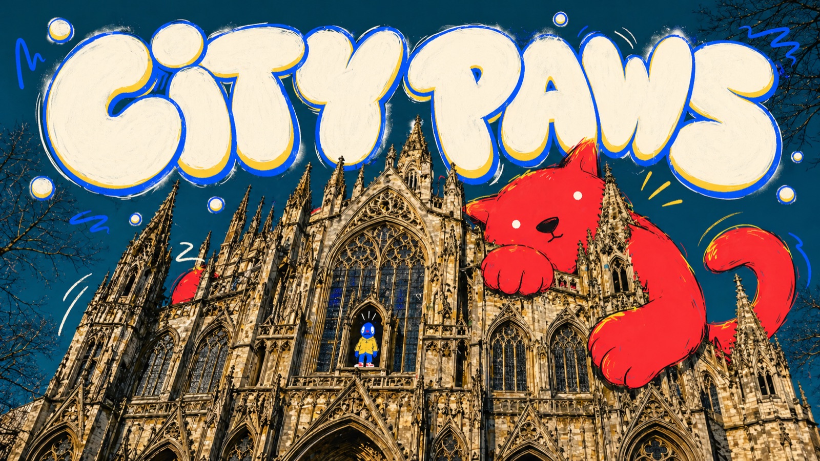 Gothic Cat Doodle Photo Collage Style preview