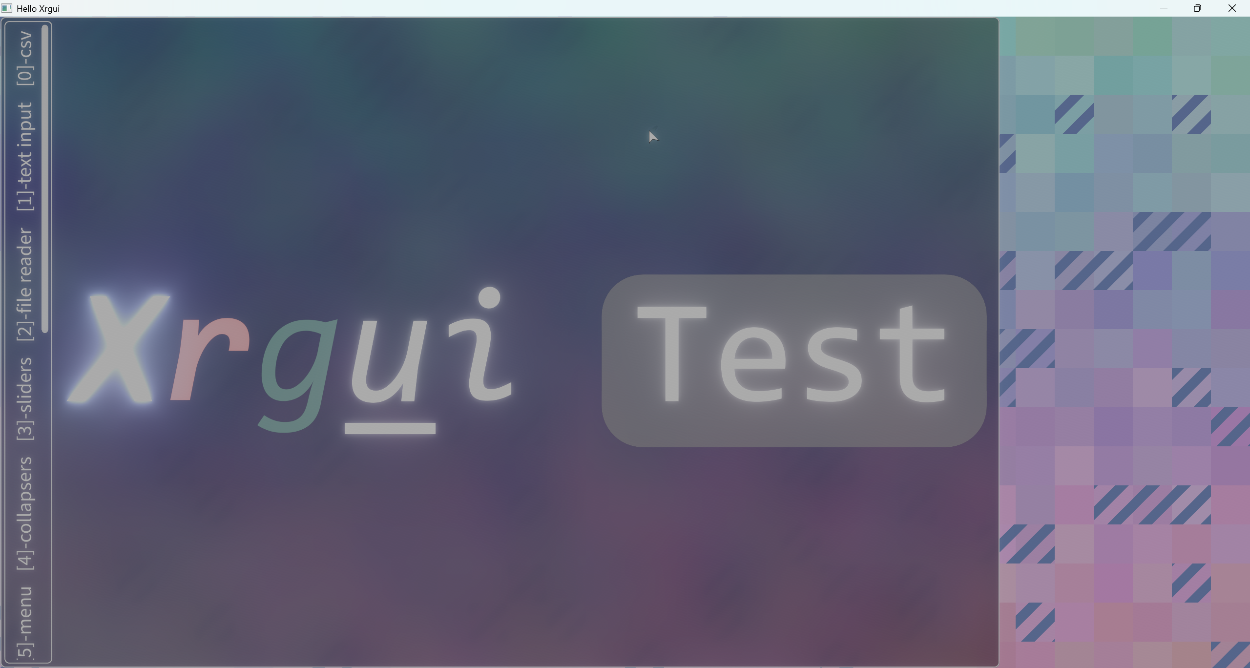 XRGUI showcase startup screen