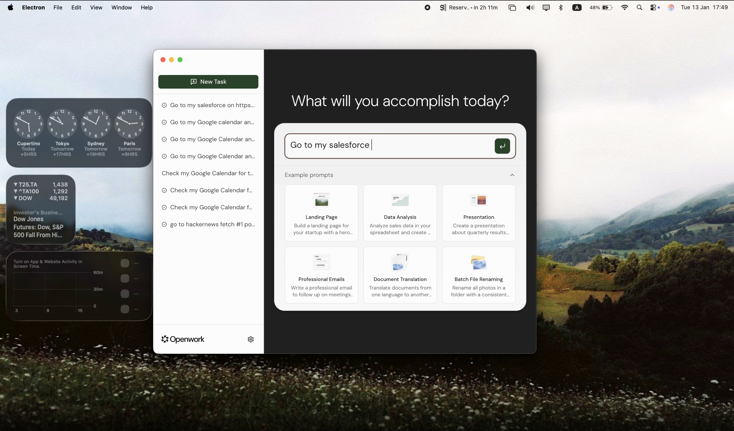 Coworker demo - AI agent automating file management and browser tasks