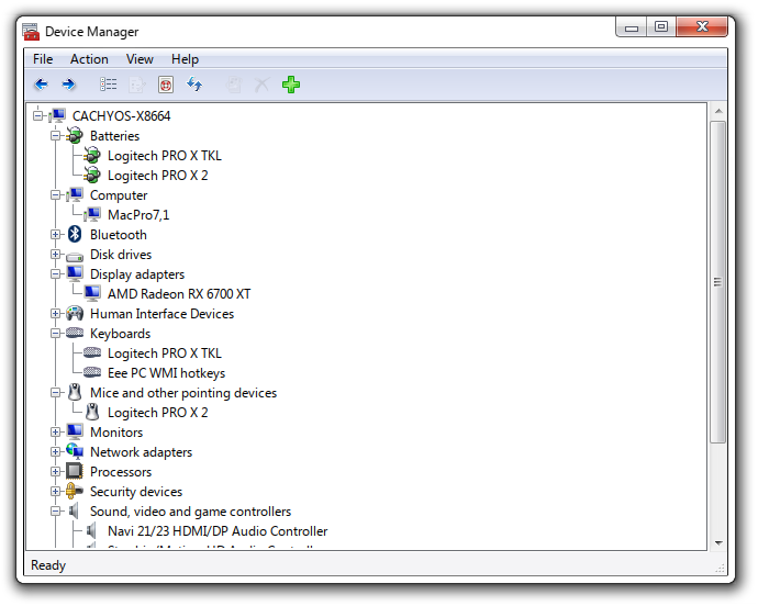 A list of device categories with some of them expanded.
