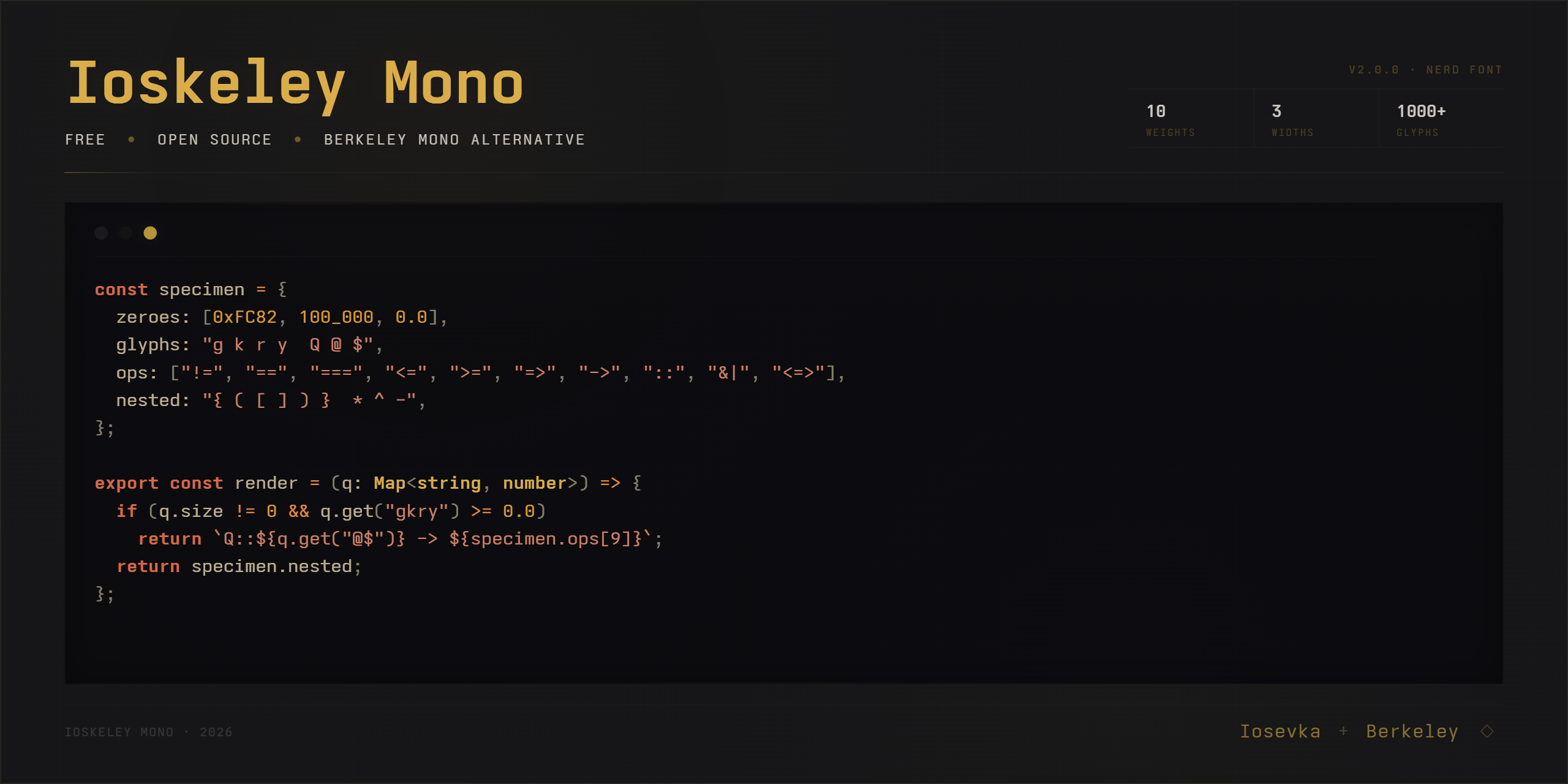 Ioskeley Mono — open-source programming typeface