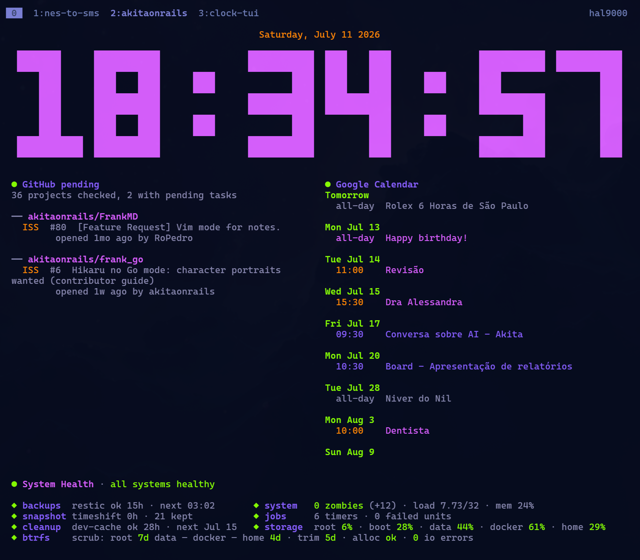 Clock mode with Evangelion theme and command widgets