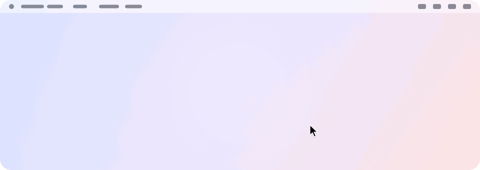 The pointer rests against the top edge, the line slides down with three screenshots swinging gently, a click copies one, and the line tucks away when the pointer leaves.