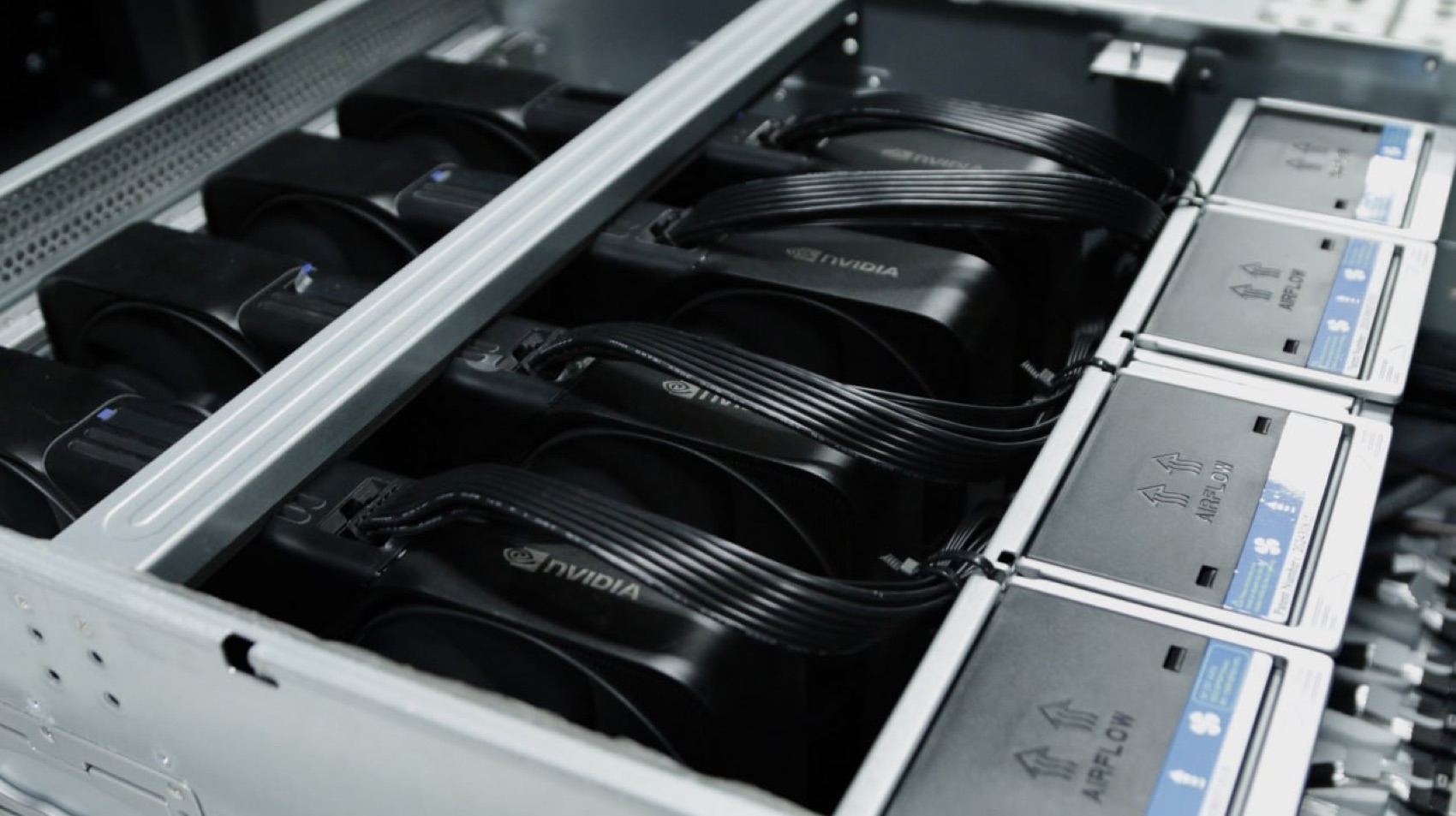 Four flow-through RTX PRO 6000s over the airflow modules