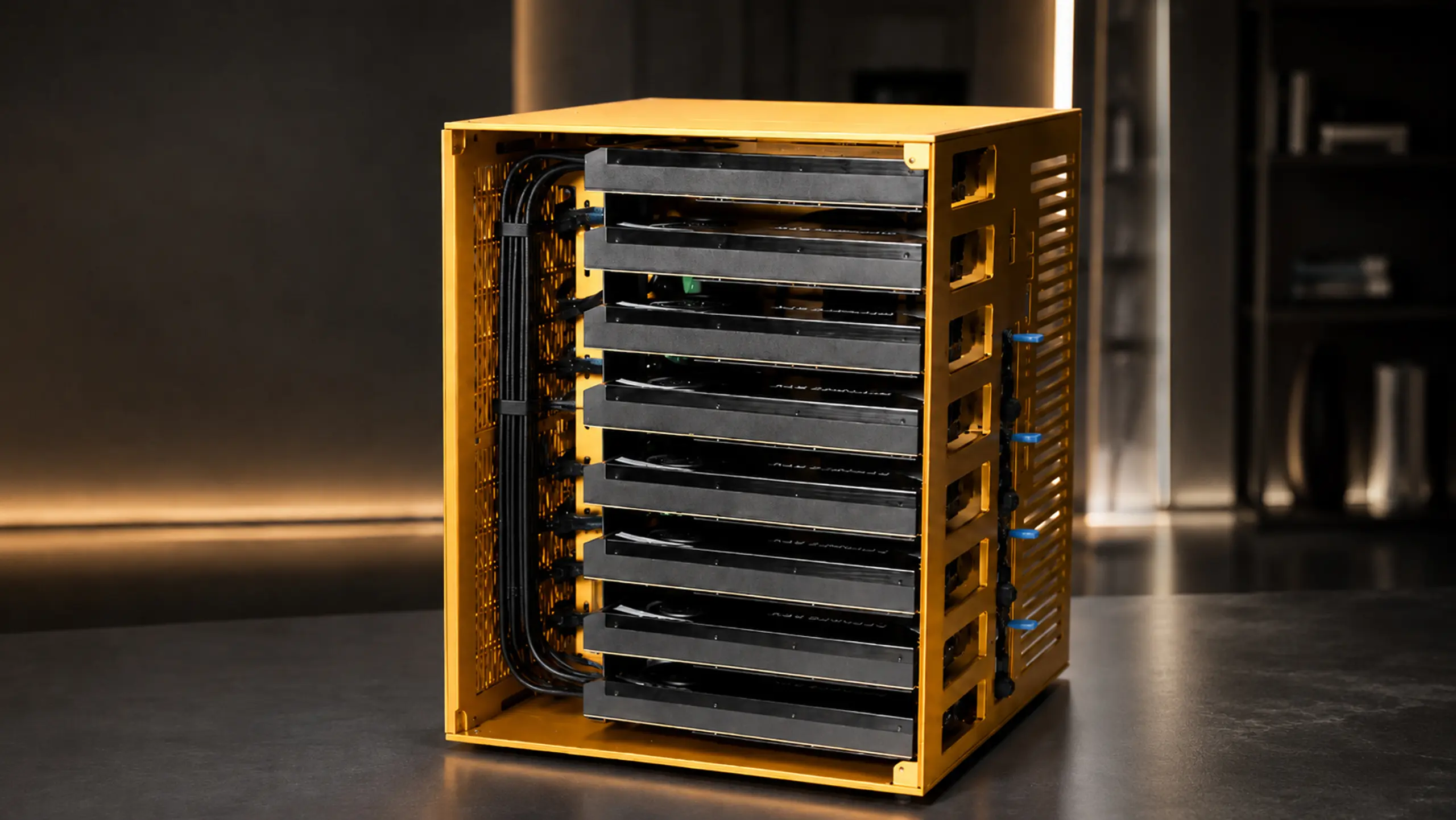The 8× 5090 build — eight GPUs in the 5U rack chassis