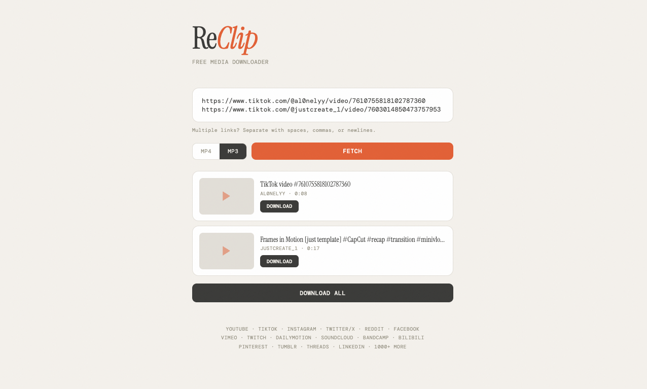 ReClip MP3 Mode