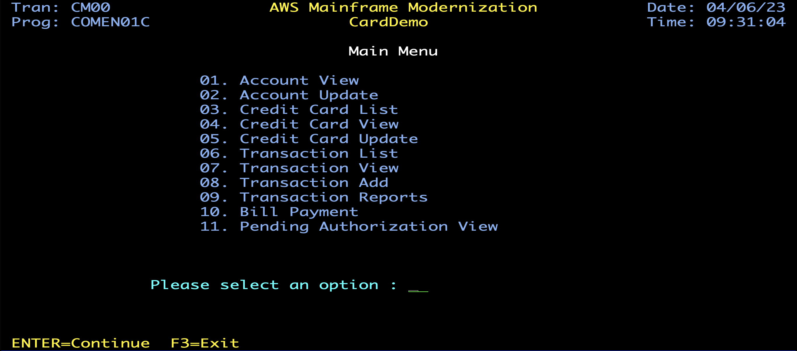 Main Menu Main Menu