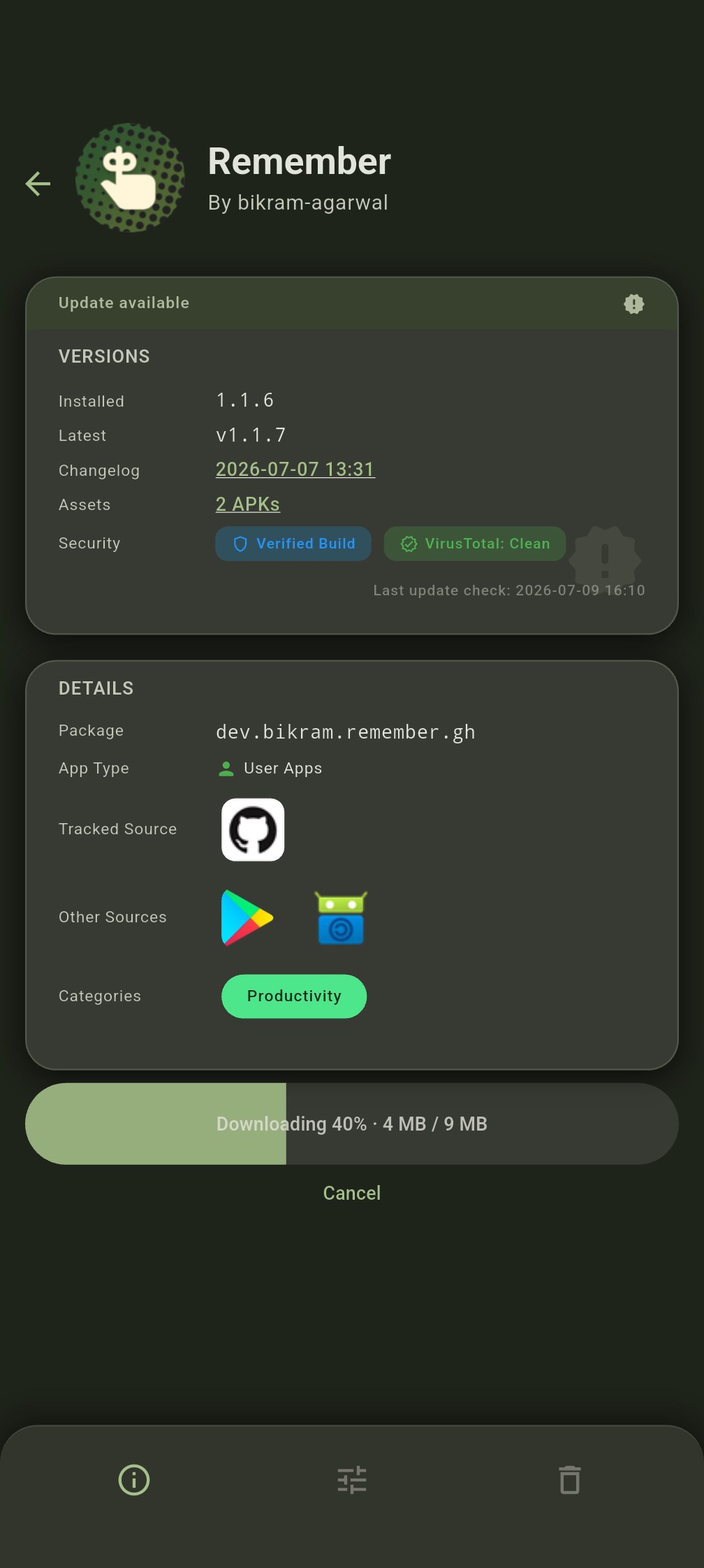 Individual App Page