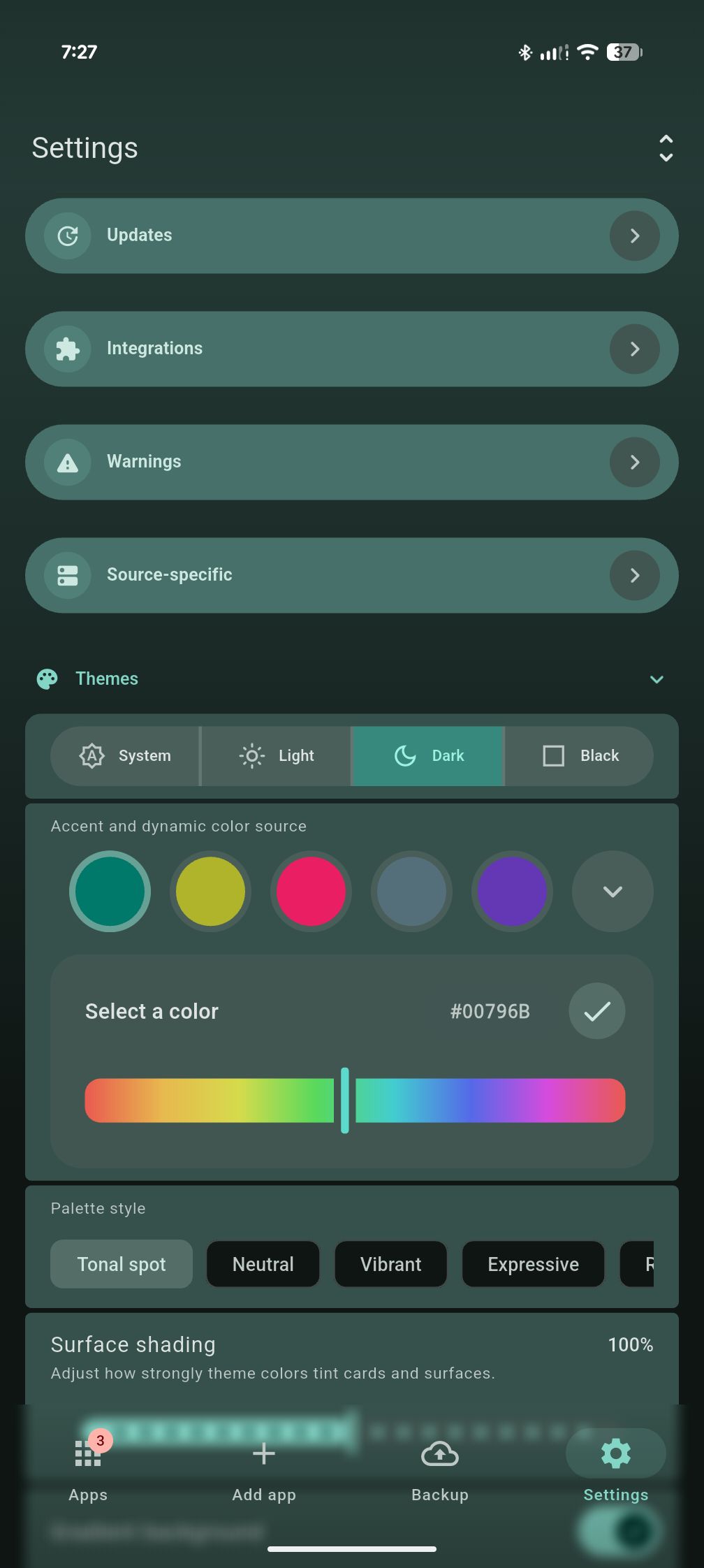 Modern Settings Page, custom category colors