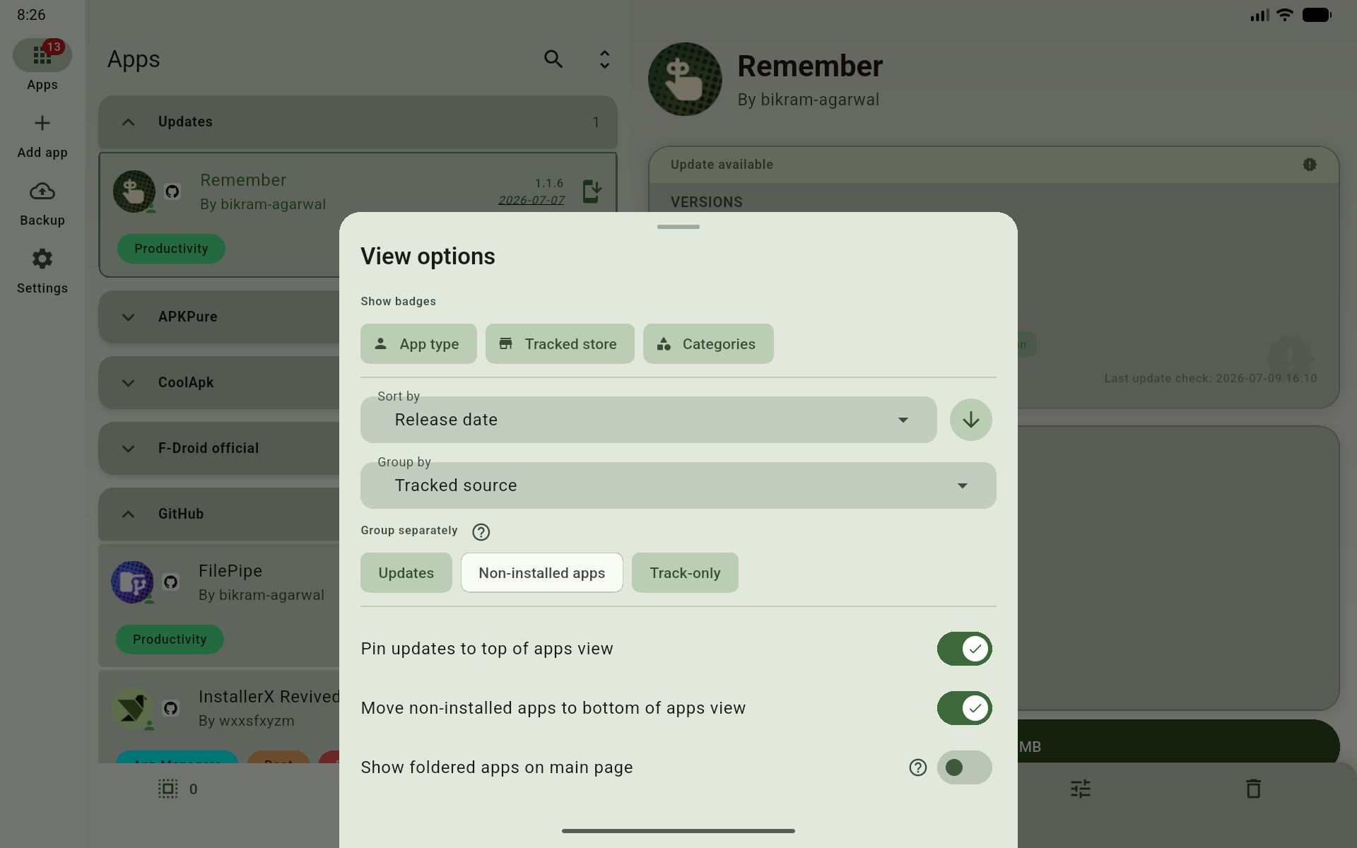 View Options: Sorting & grouping