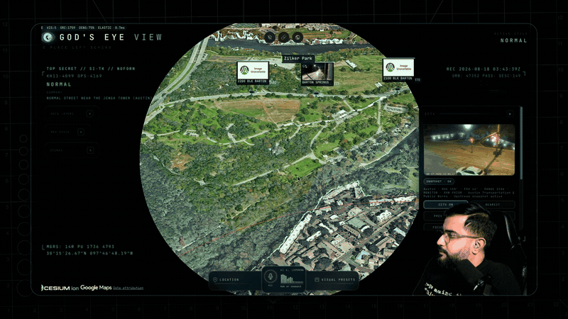 Asking for a walking route and flying the generated path through the 3D city