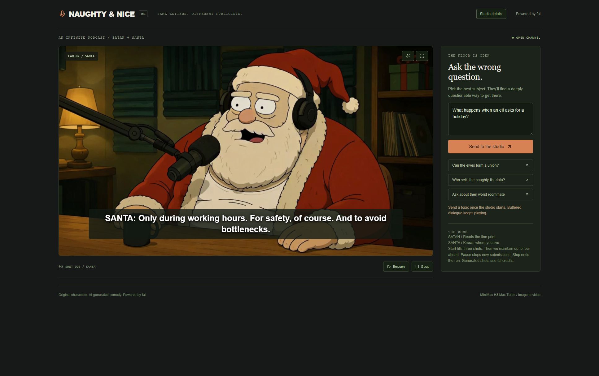 Audience controls and generated dialogue