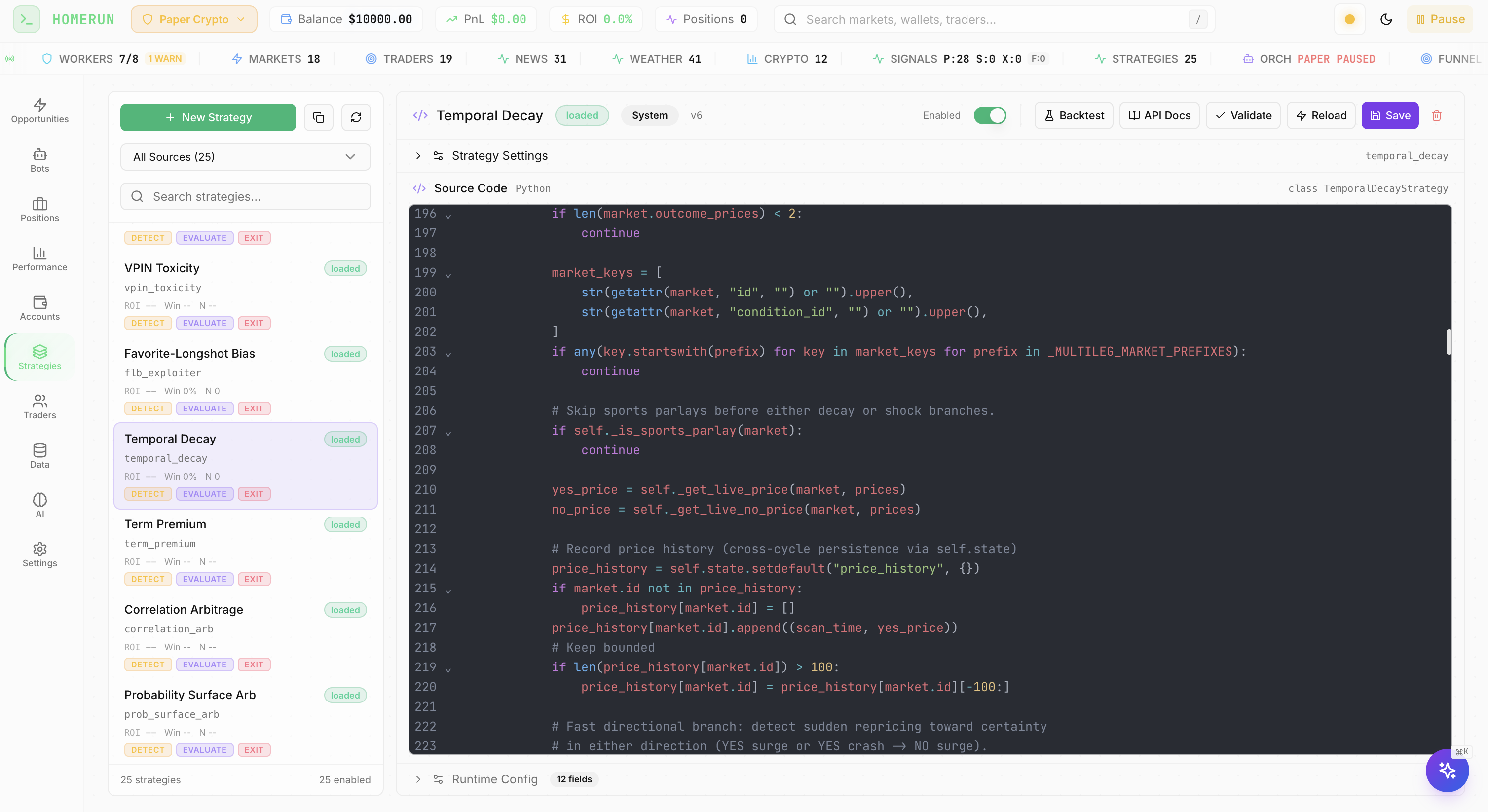 Strategy Editor — Source Code & Settings