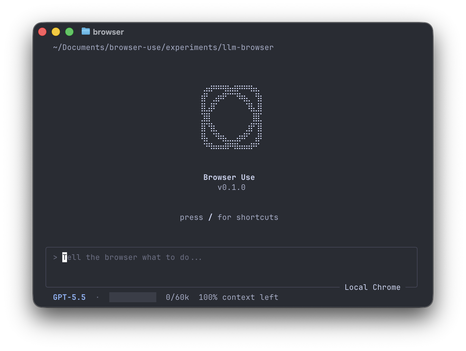 Browser Use Terminal preview