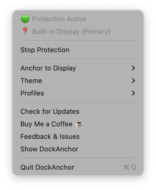 DockAnchor Menu Bar