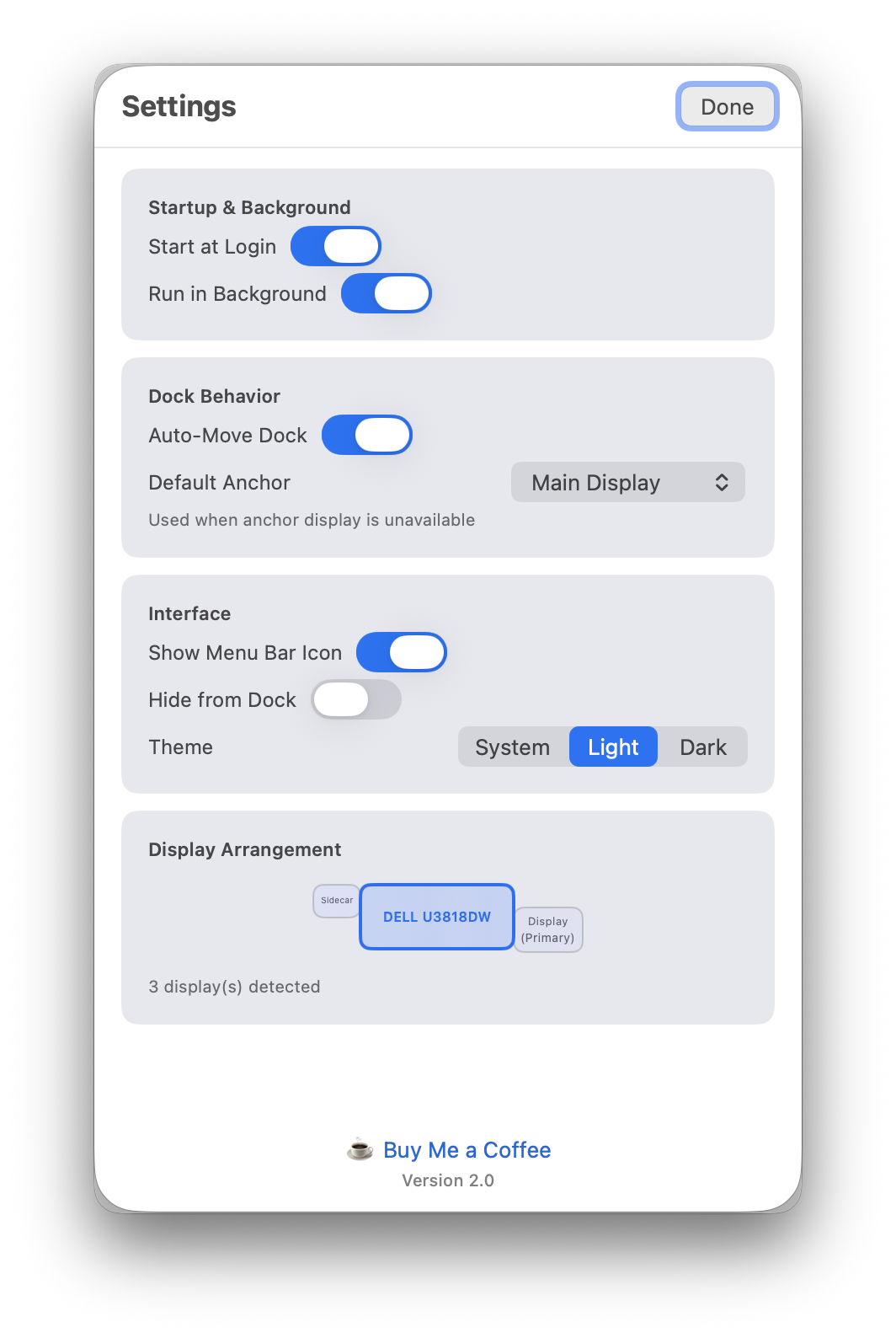 DockAnchor Settings