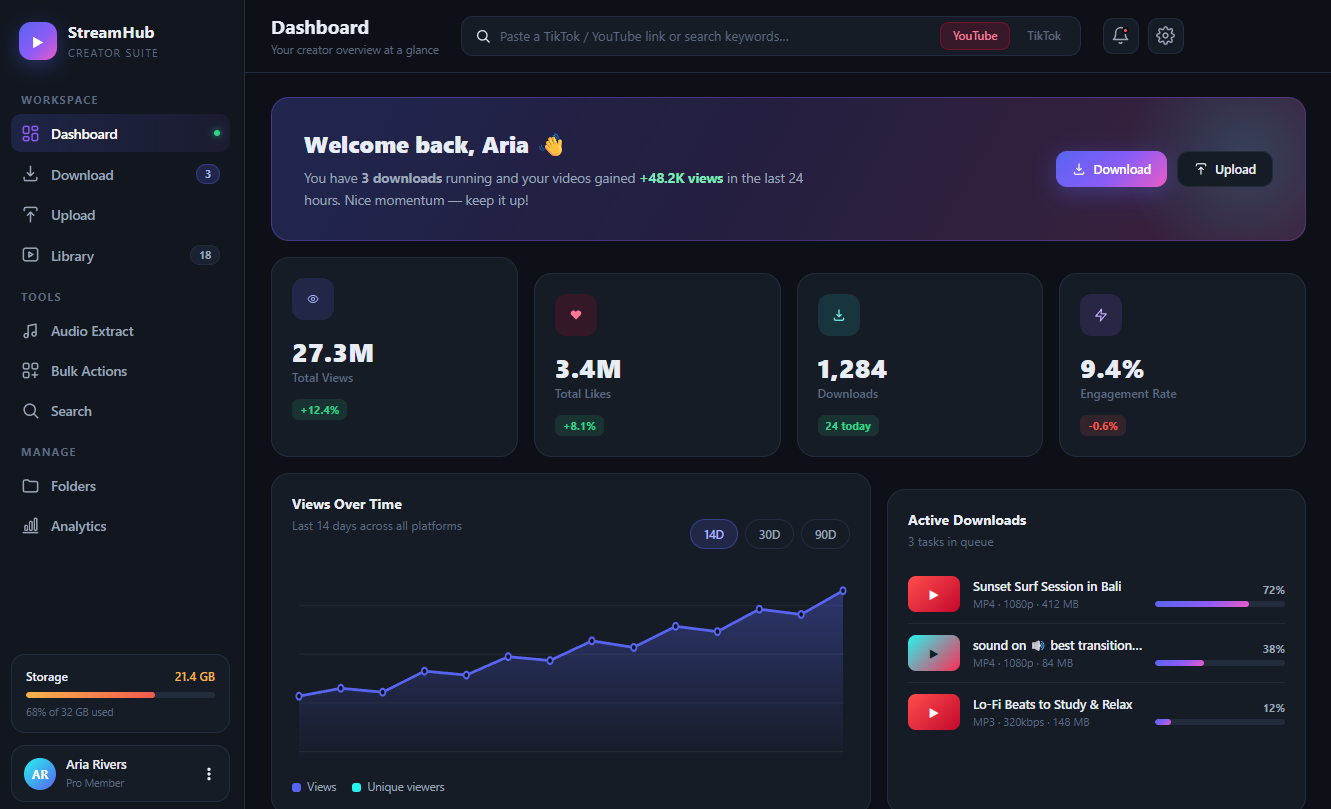 youtube-tiktok-video-manager preview 1