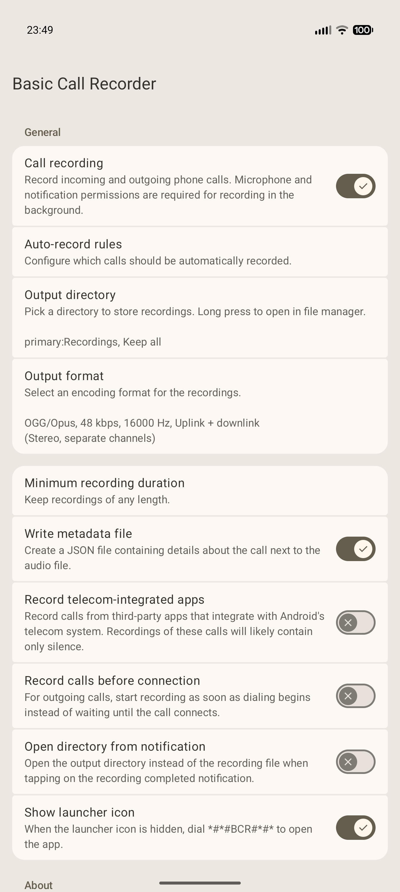 light mode screenshot