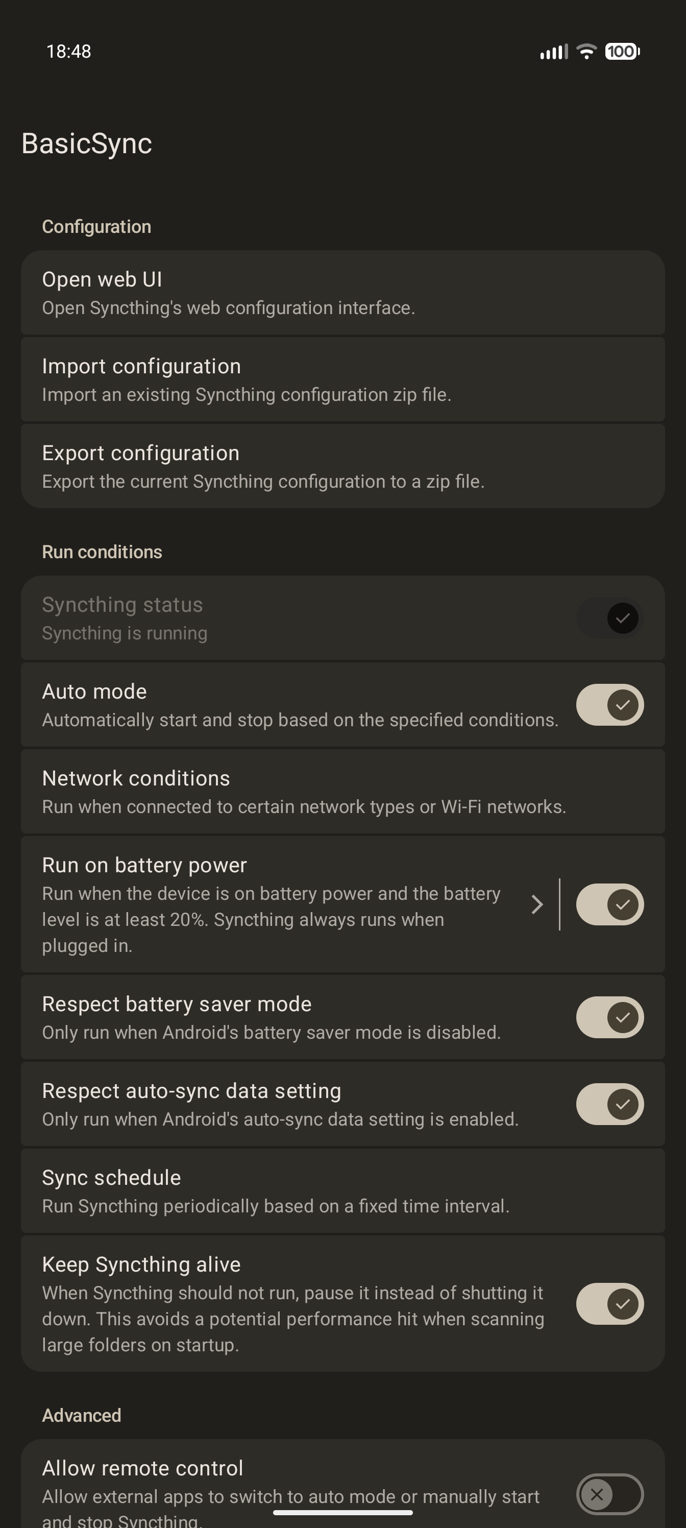 dark mode screenshot