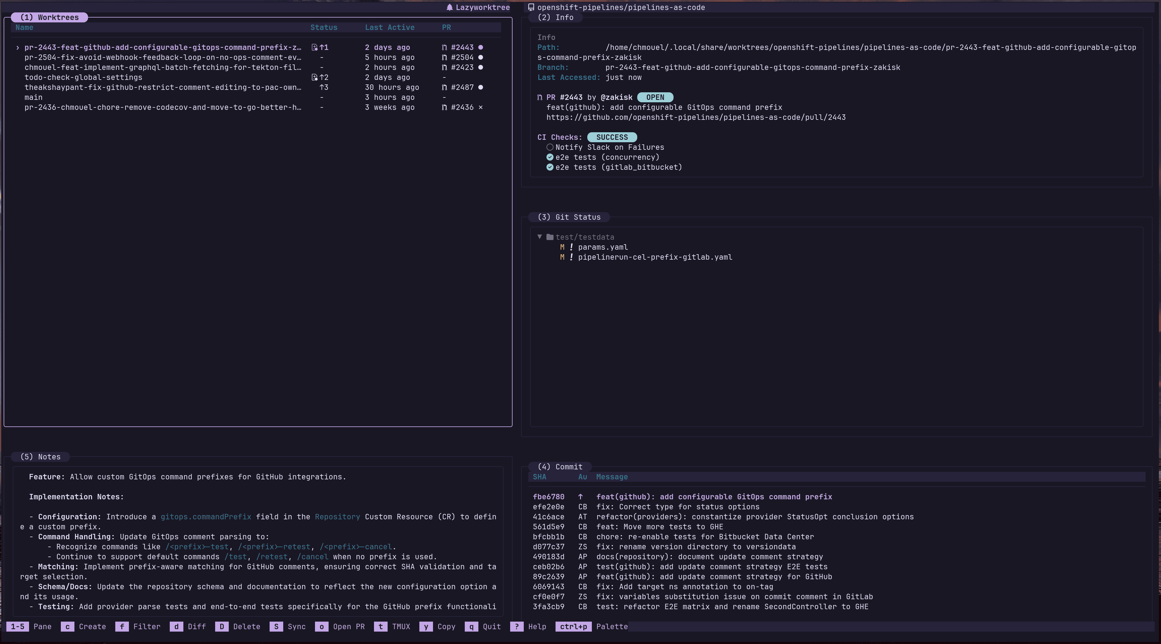 lazyworktree screenshot