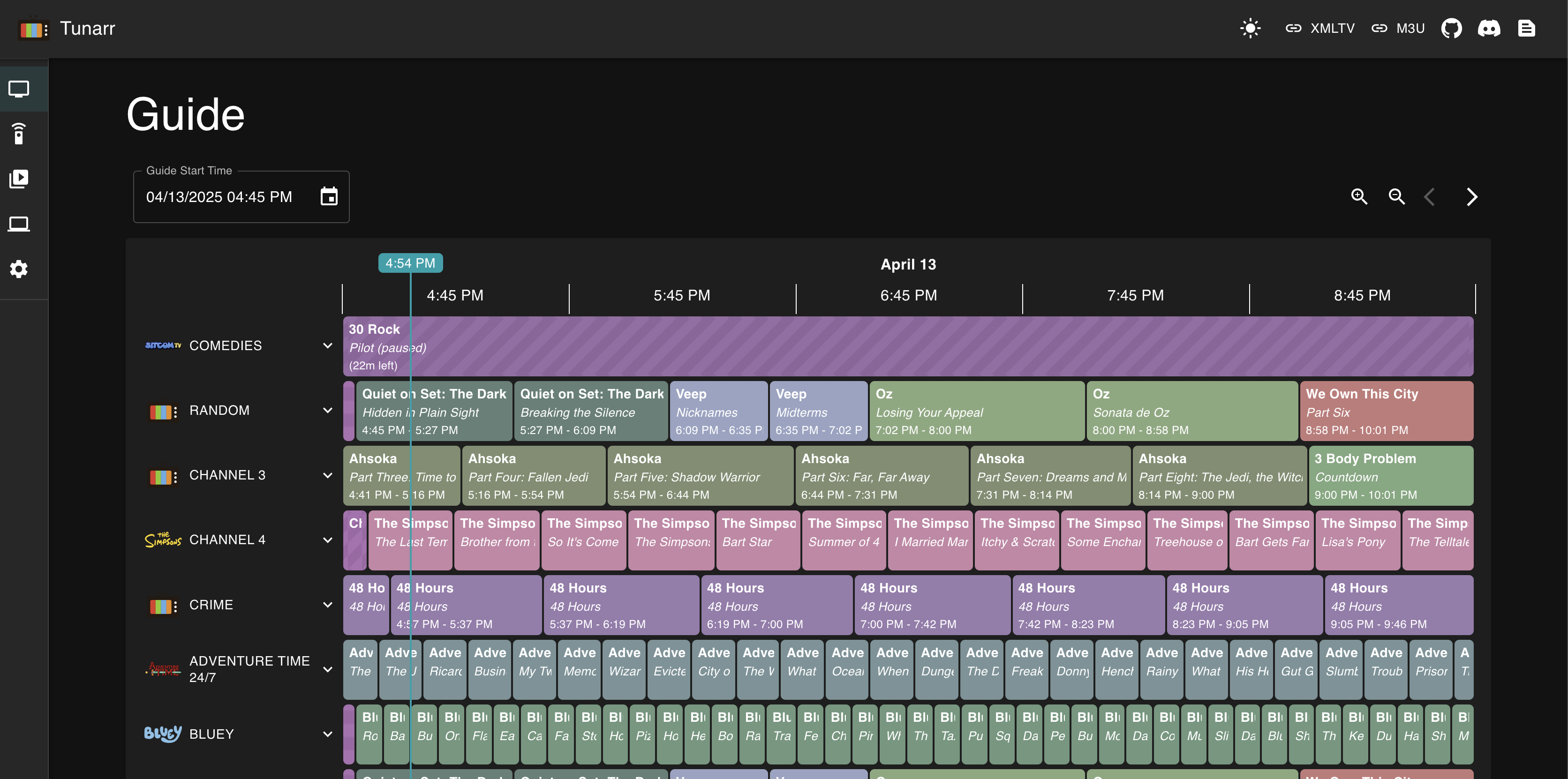 Tunarr TV Guide