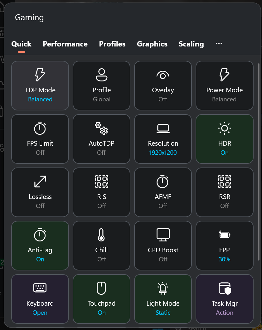 Screenshot: Quick Settings