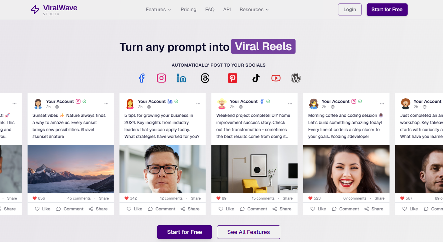 ViralWave Studio homepage