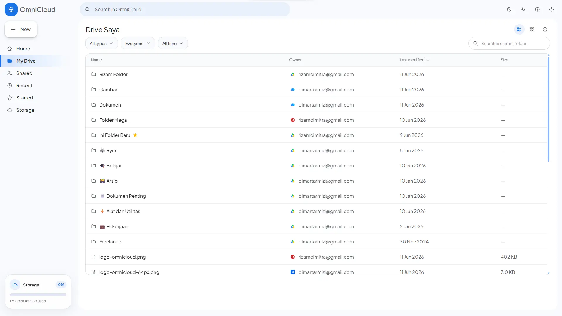 OmniCloud My Drive Page