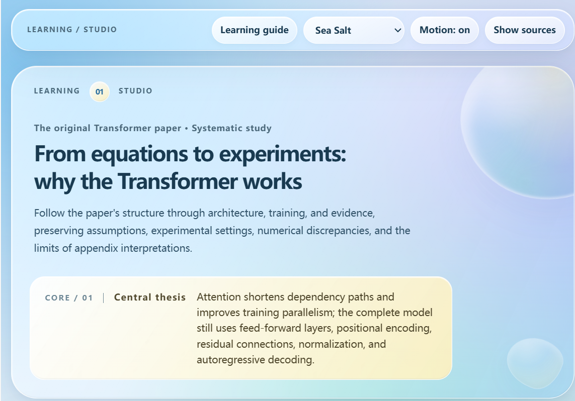 Attention Is All You Need learning-page cover about Transformer sequence modeling