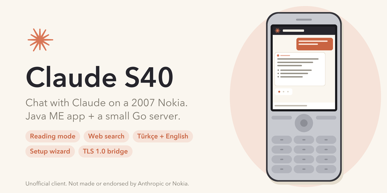 Claude S40: chat with Claude on a 2007 Nokia