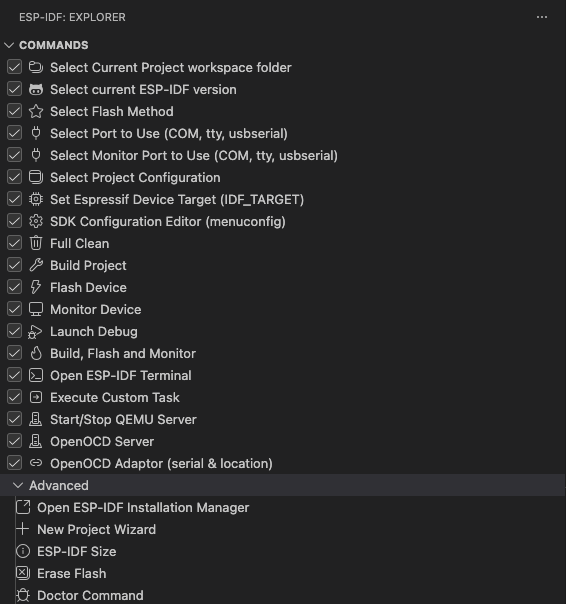 Commands list