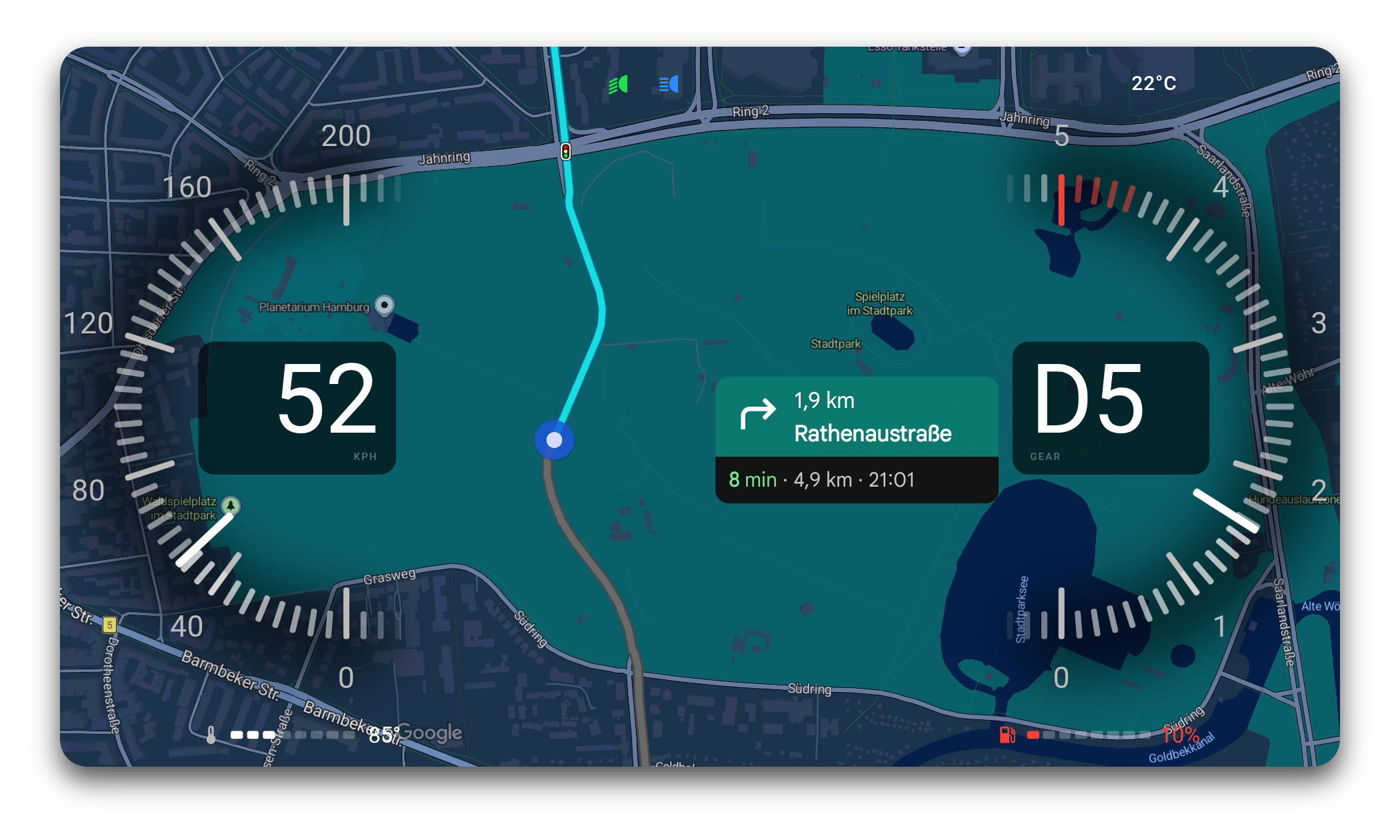 Safe area cluster stream Android Auto