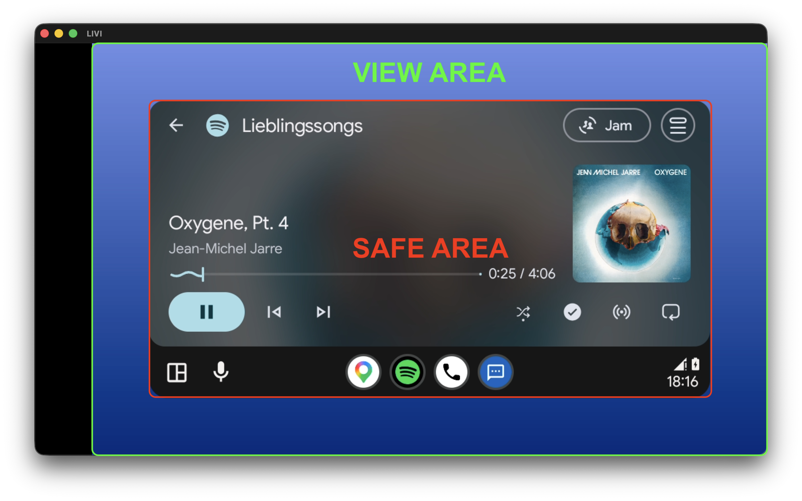 Safe area main stream Android Auto