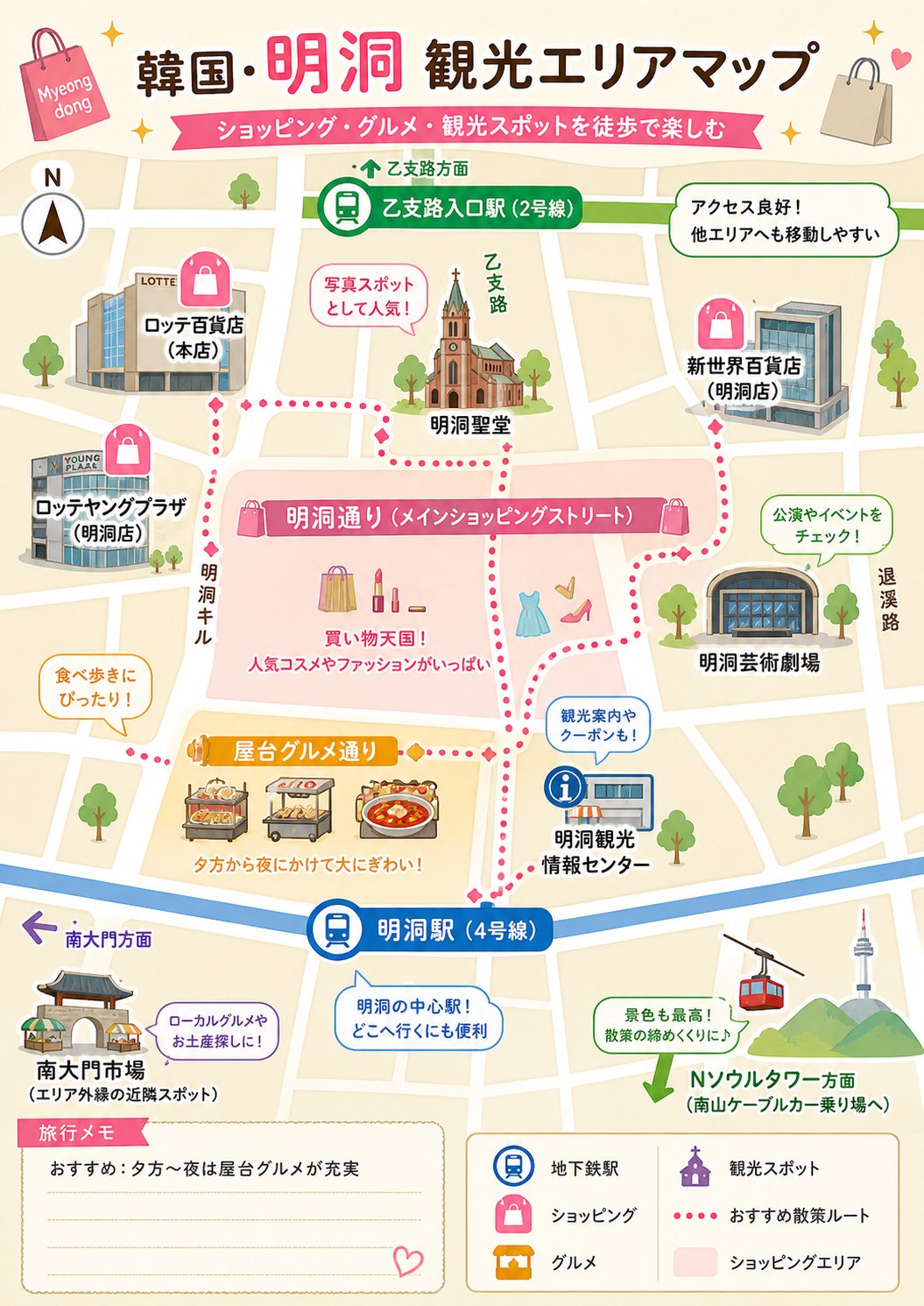 明洞旅游区域地图