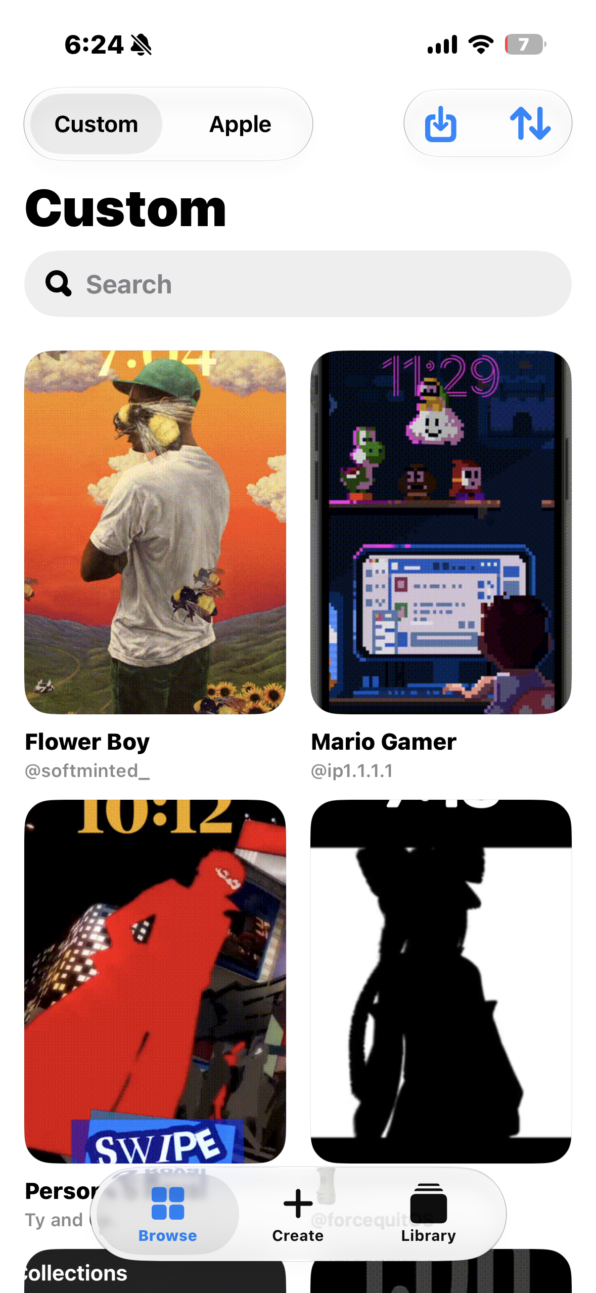 Placard's Custom wallpaper browsing screen