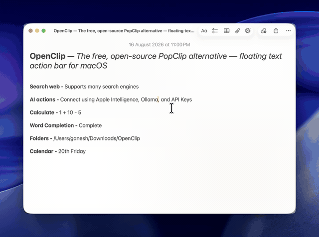 OpenClip in action