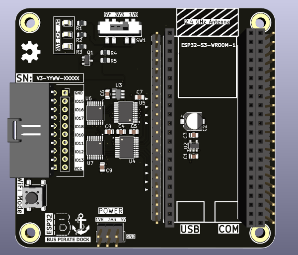 The ESP32 Bit Pirate dock board