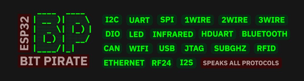 Logo banner of the ESP32 Bit Pirate firmware