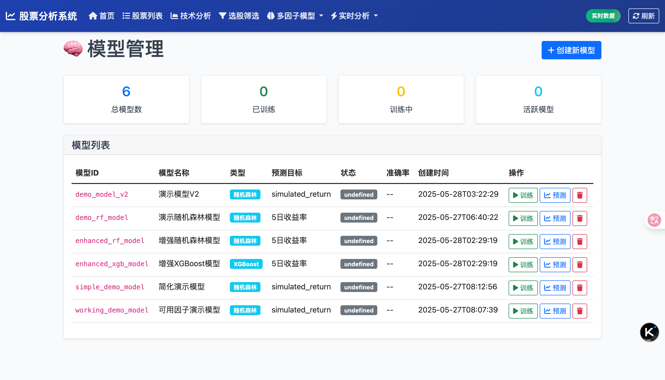 股票选择界面