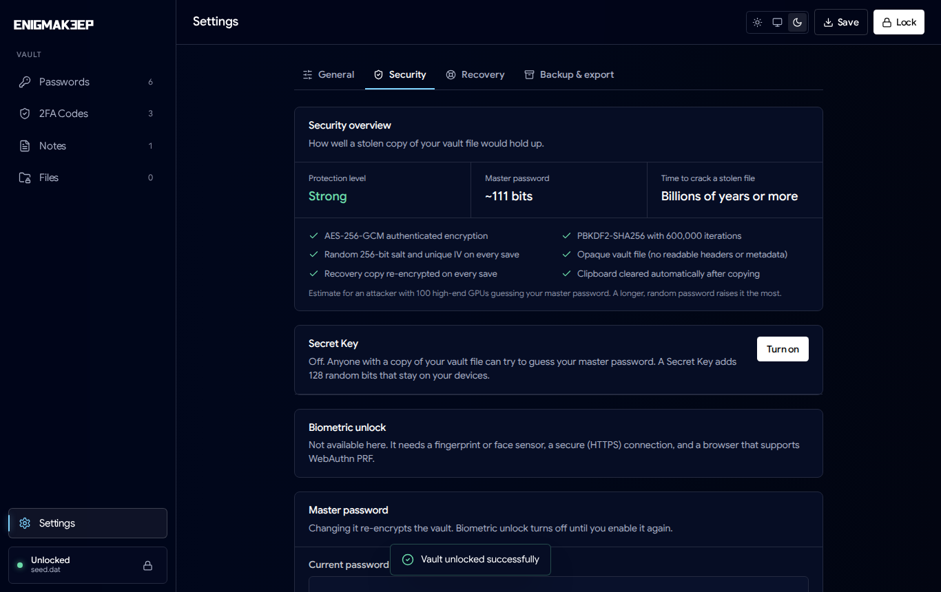 Security settings
