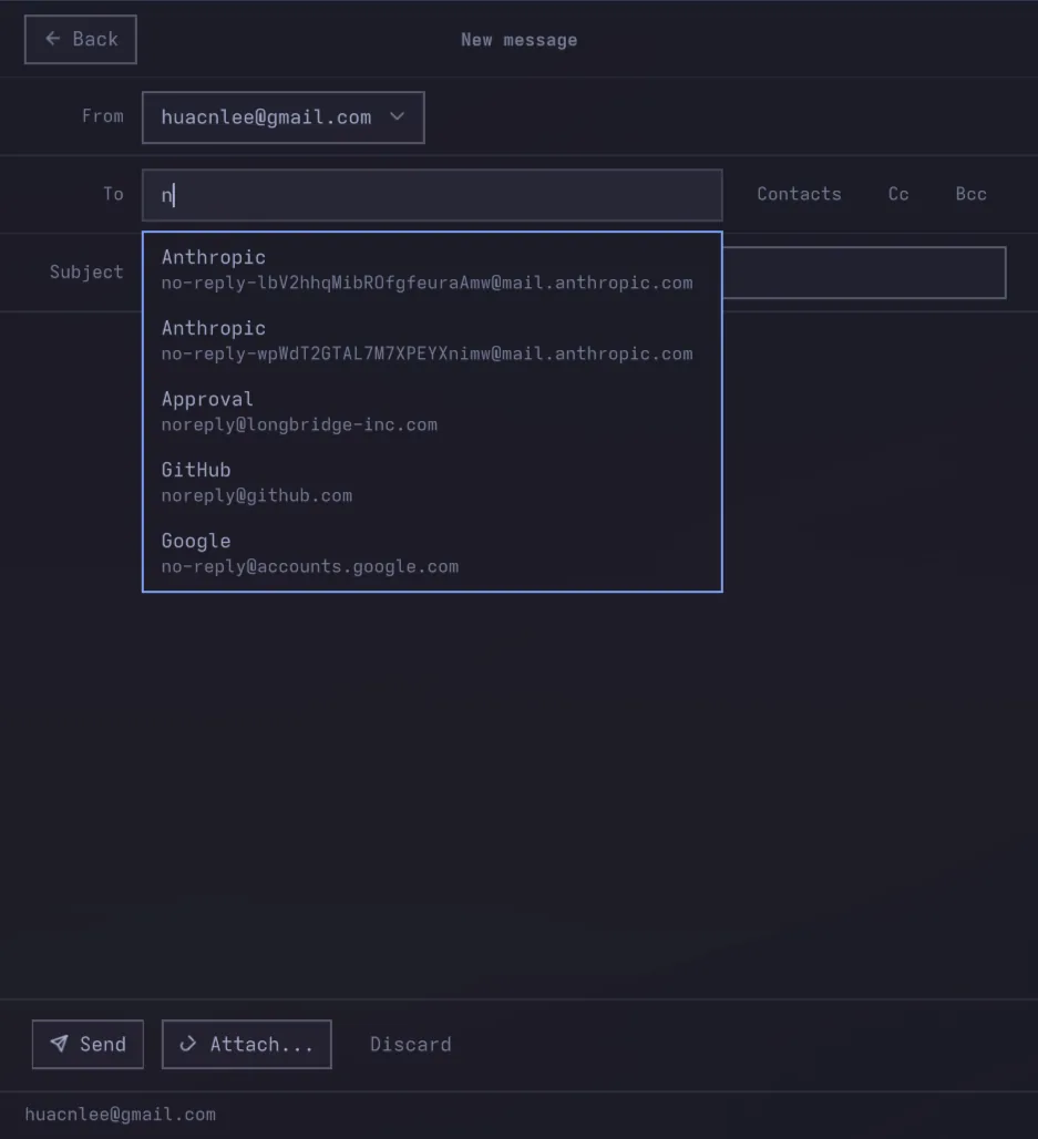 Omamail - Mini size: writing a new message