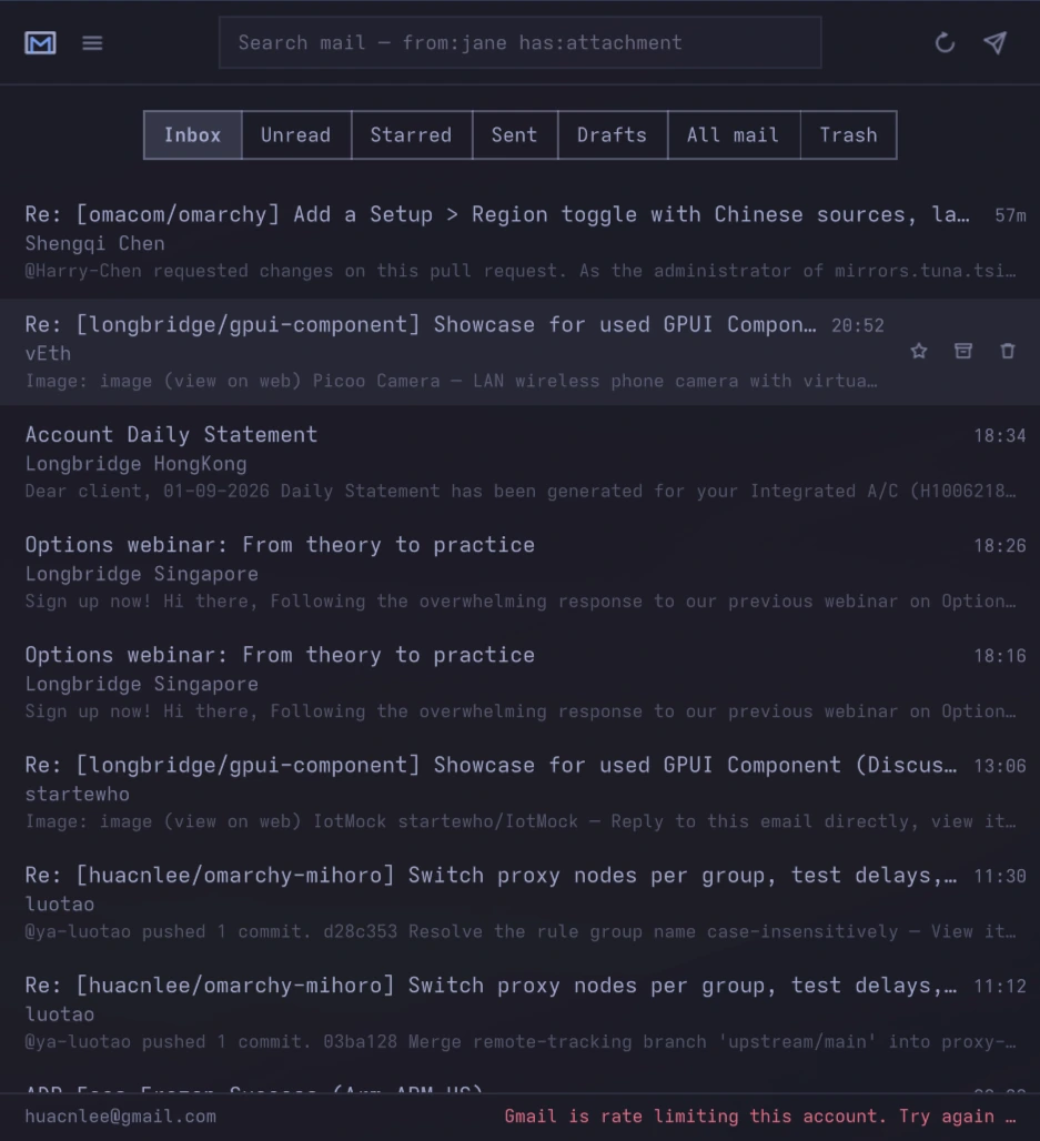 Omamail - Mini size: the message list