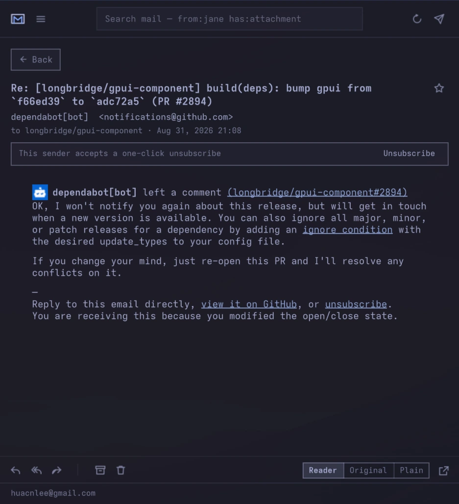 Omamail - Mini size: one message open