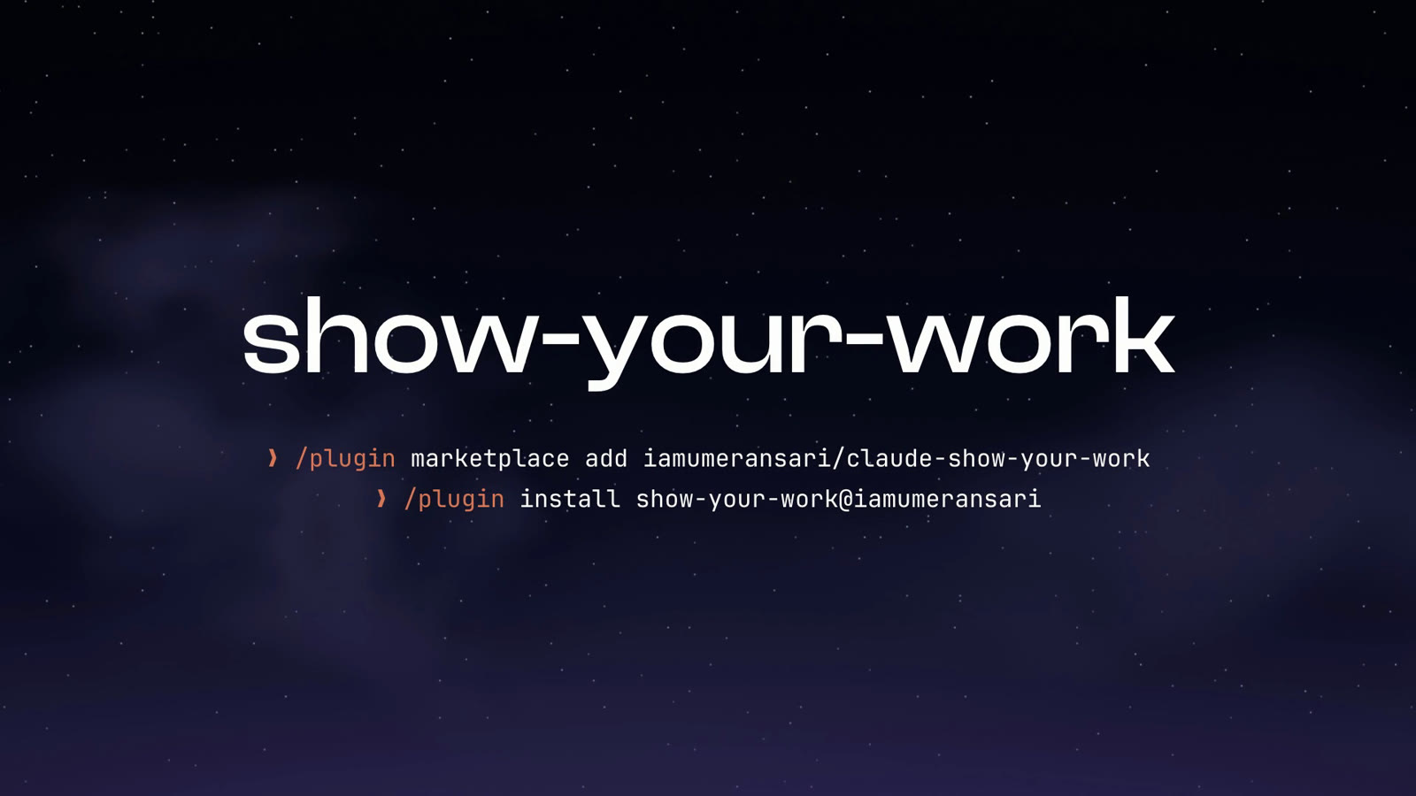 show-your-work, with the install commands