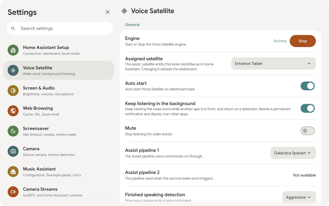 Voice Satellite Settings