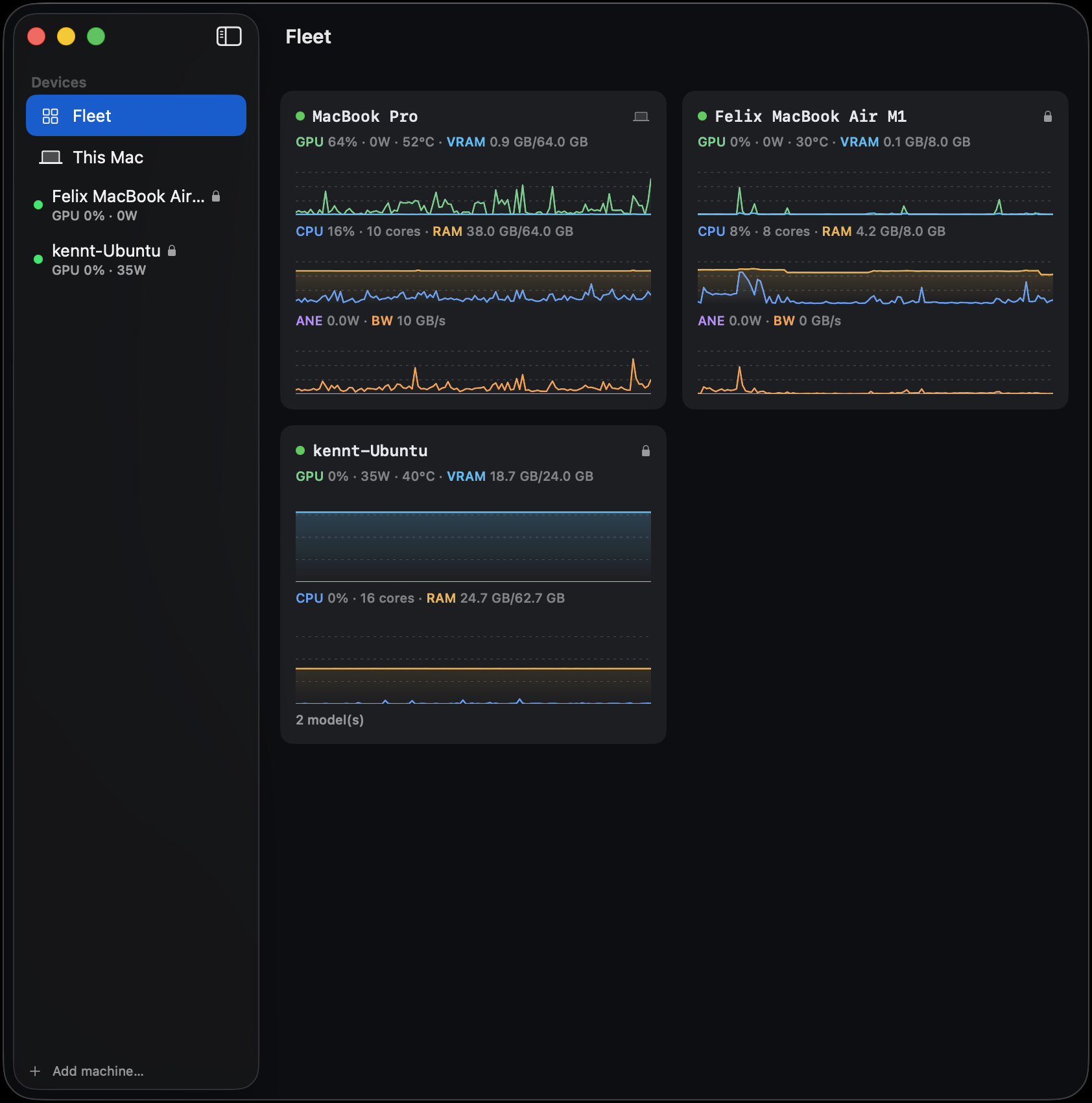 The Fleet overview — every machine on one screen