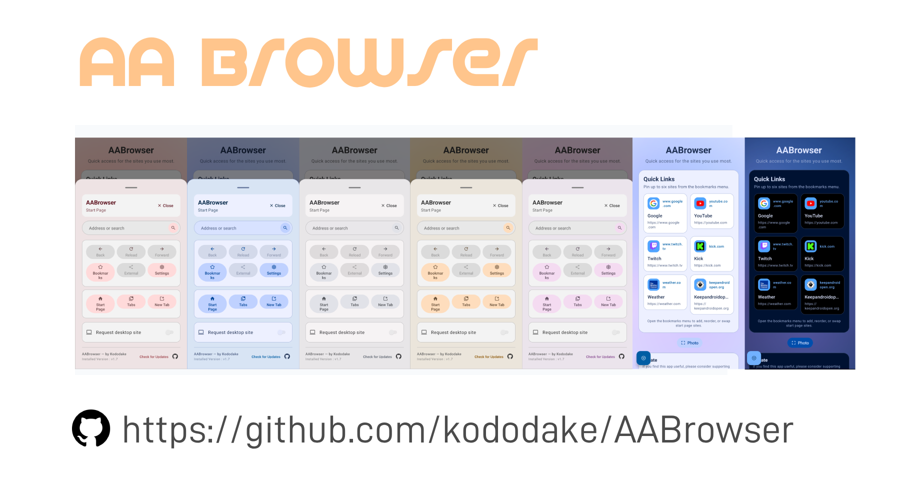 AA Browser showcase screenshot