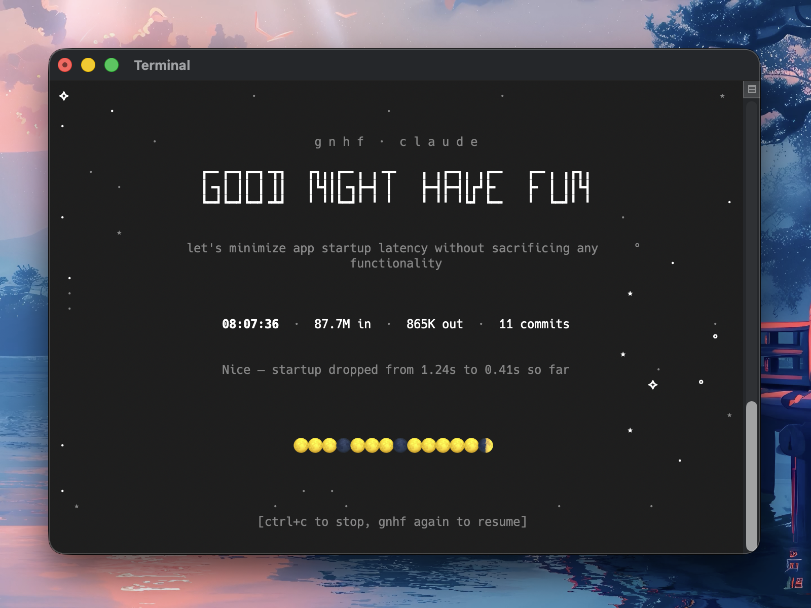 gnhf — Good Night, Have Fun