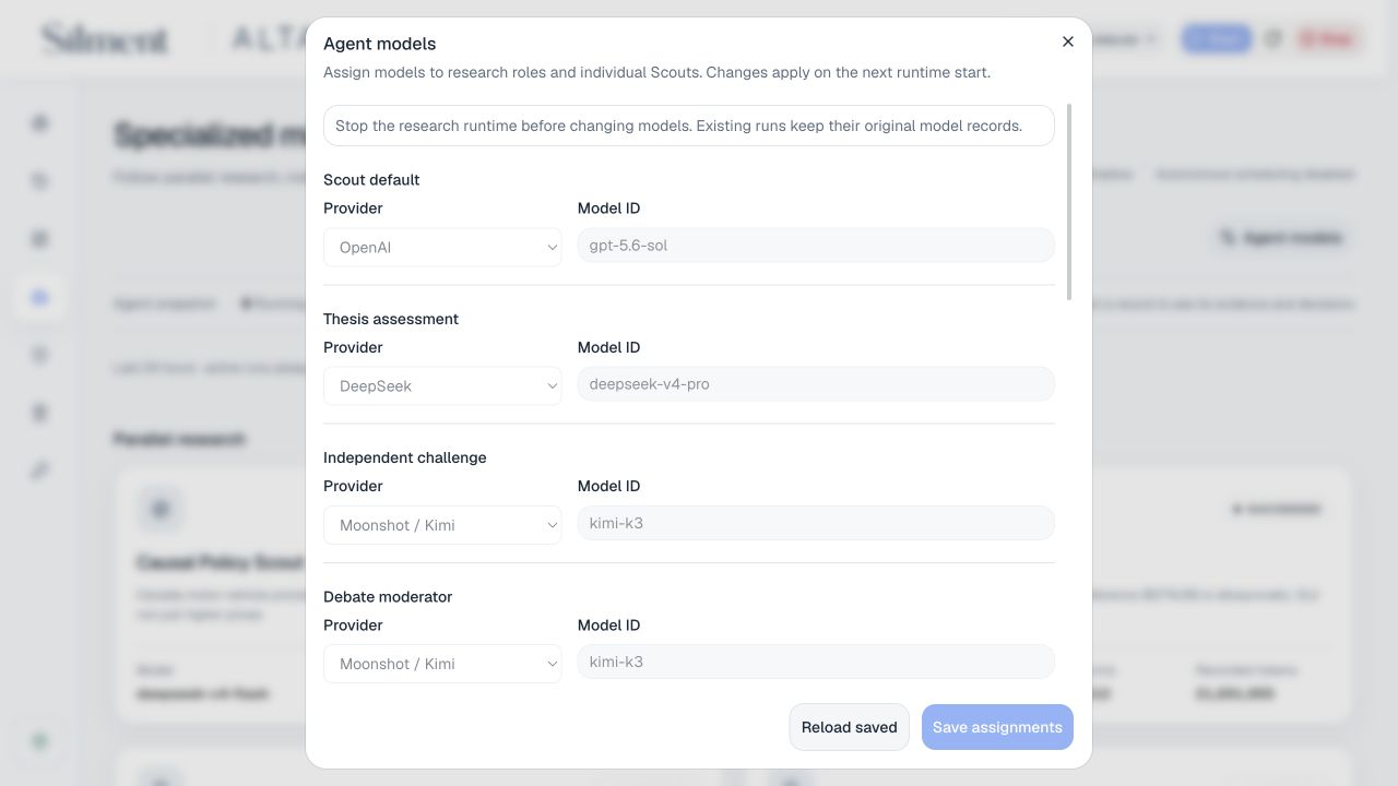 Agent model settings
