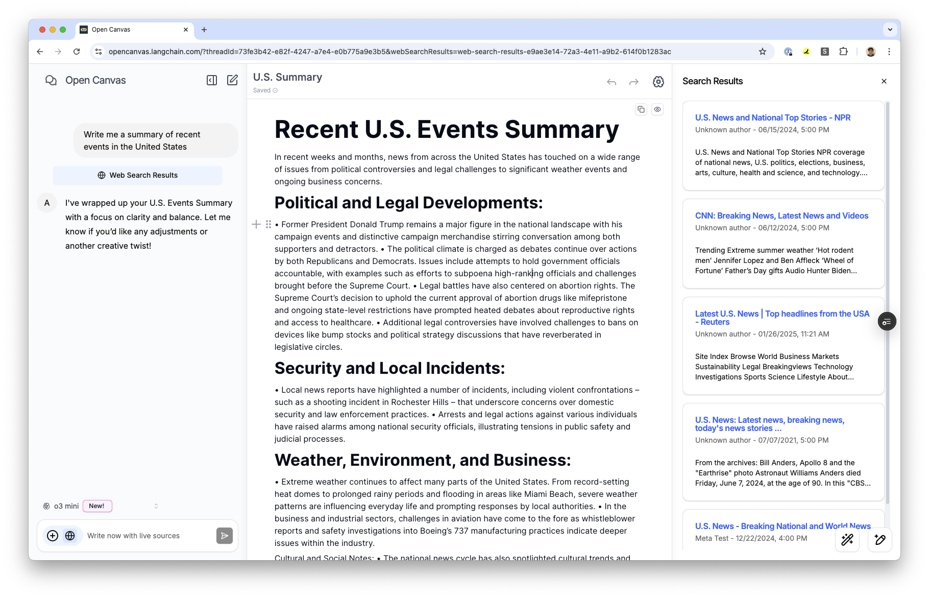 Screenshot of app